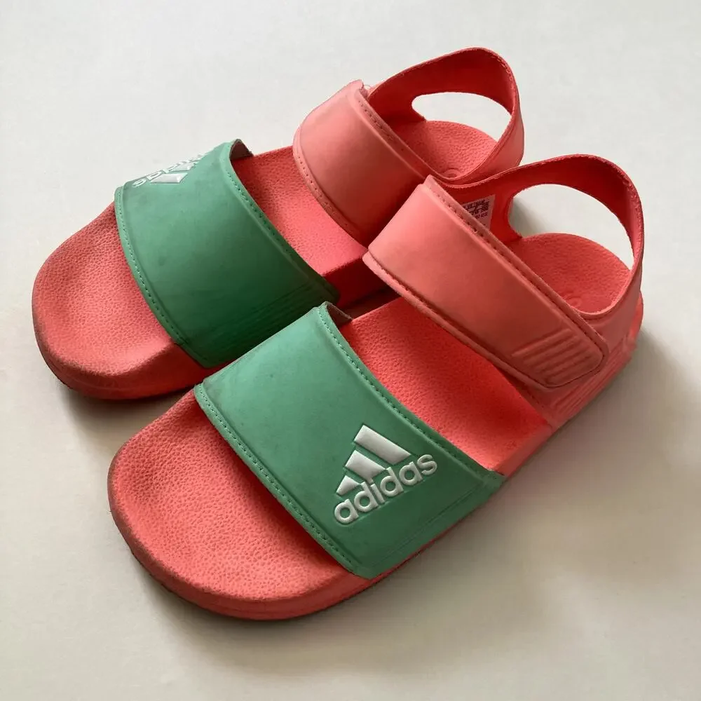 Adidas Adilette Sandals - Coral Pink Aqua Teal - 1